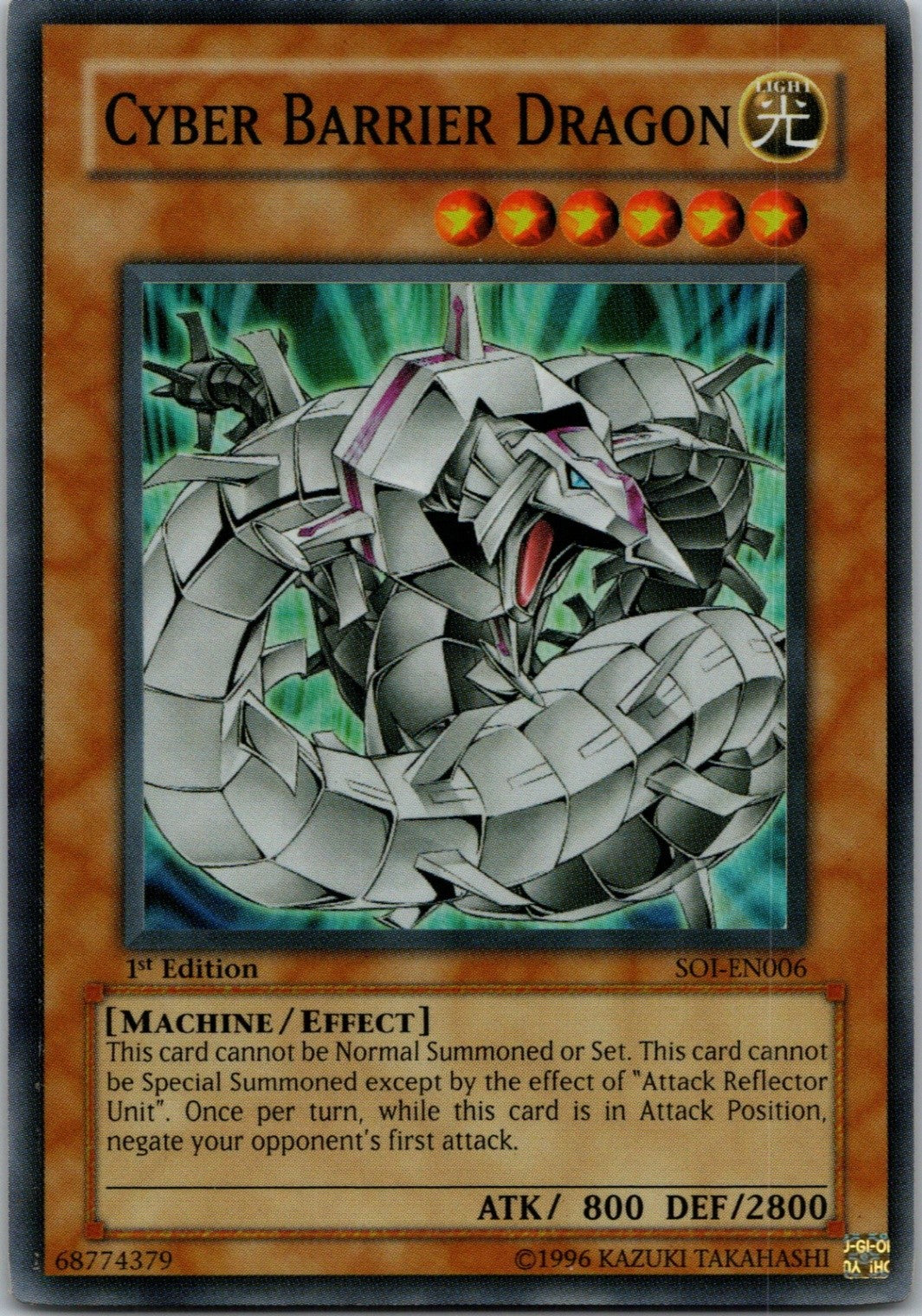 Yugioh Cyber Barrier Dragon SOI-EN006 1st Edition Super Rare NM