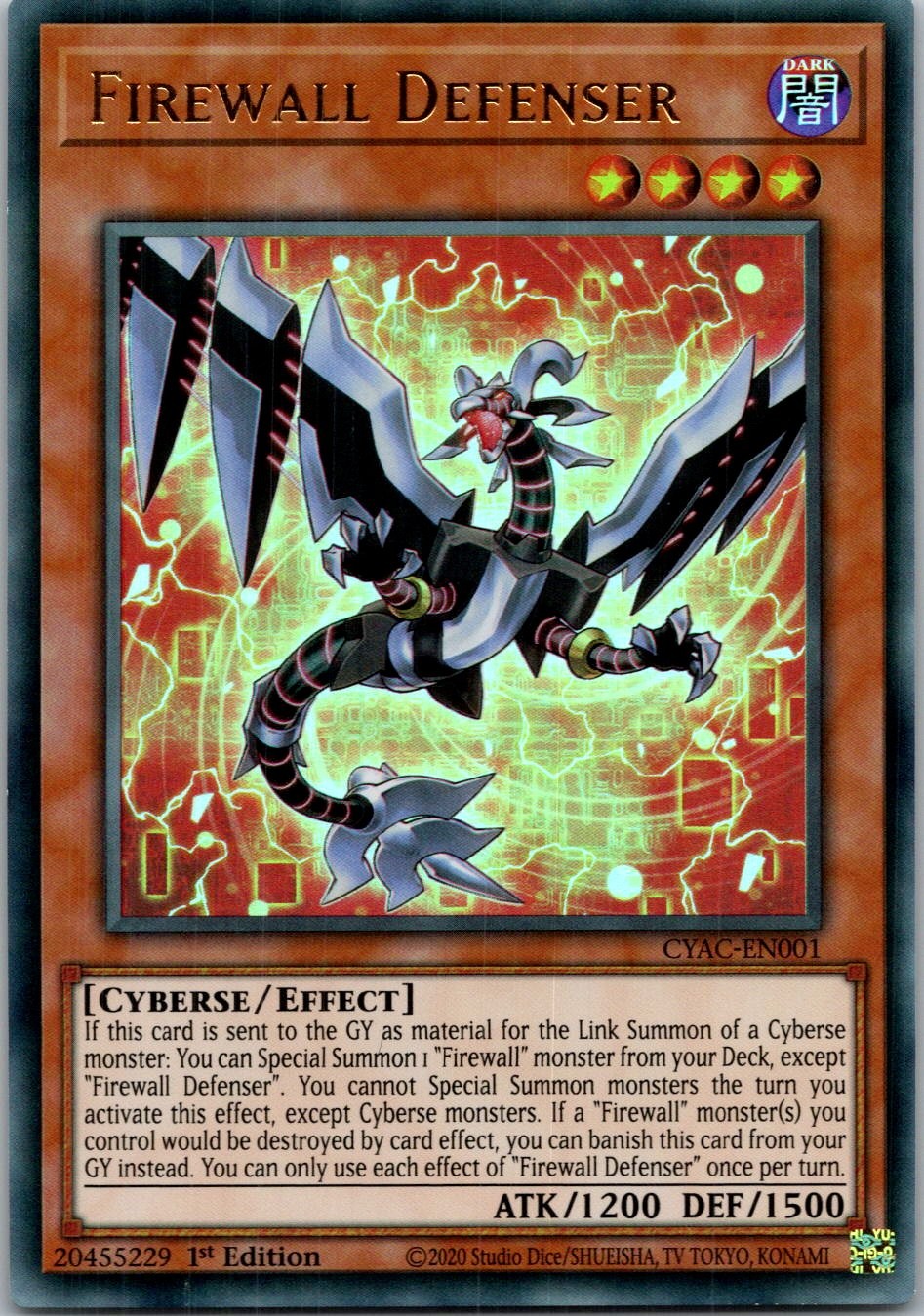 Yugioh Firewall Defenser CYAC-EN001 1st Edition Ultra Rare NM