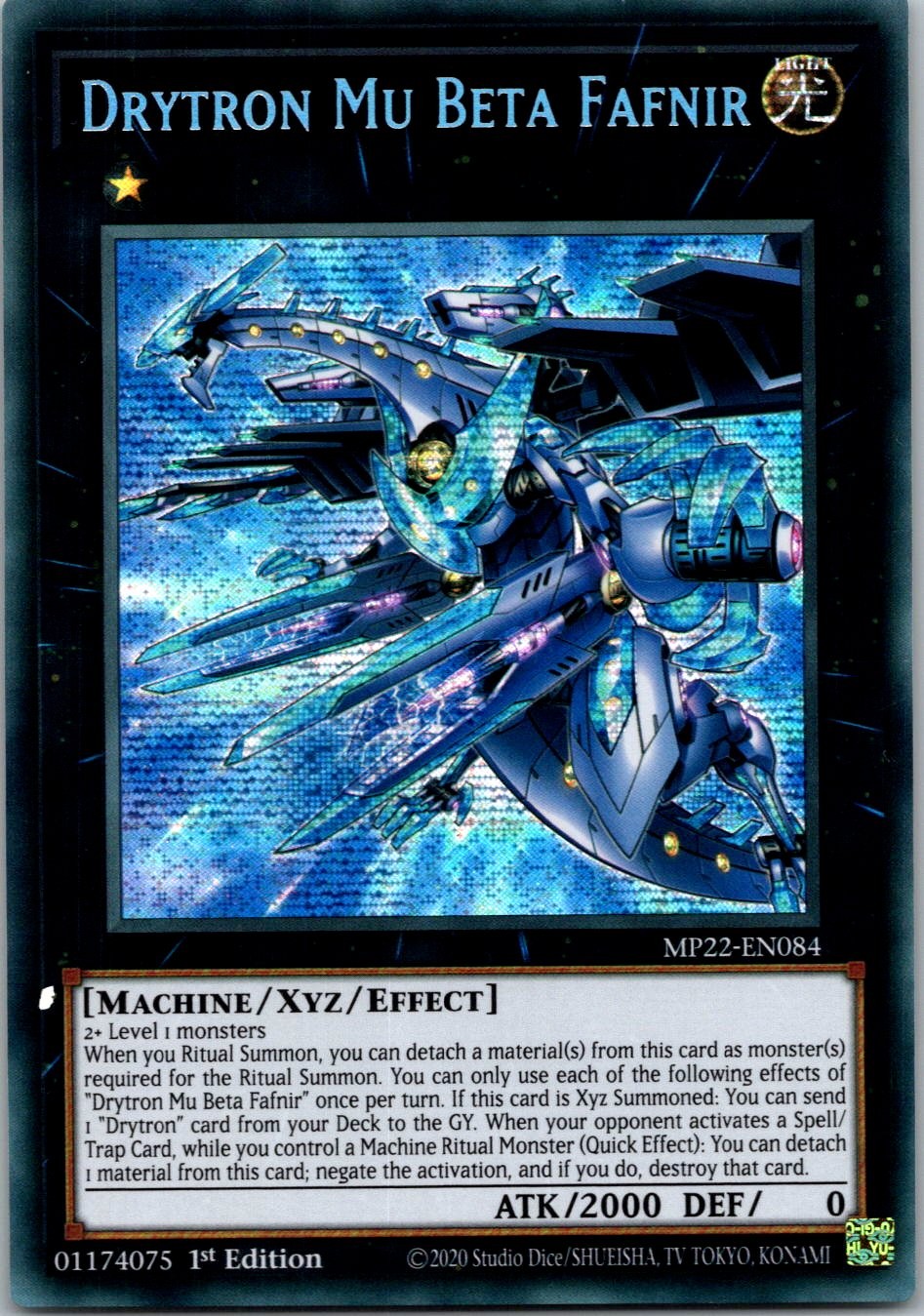 Yugioh Drytron Mu Beta Fafnir MP22-EN084 1st Edition Prismatic Secret Rare NM