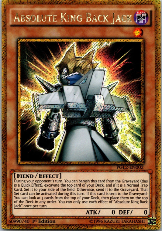 Yugioh Absolute King Back Jack PGL2-EN002 1st Ed Gold Secret Rare NM