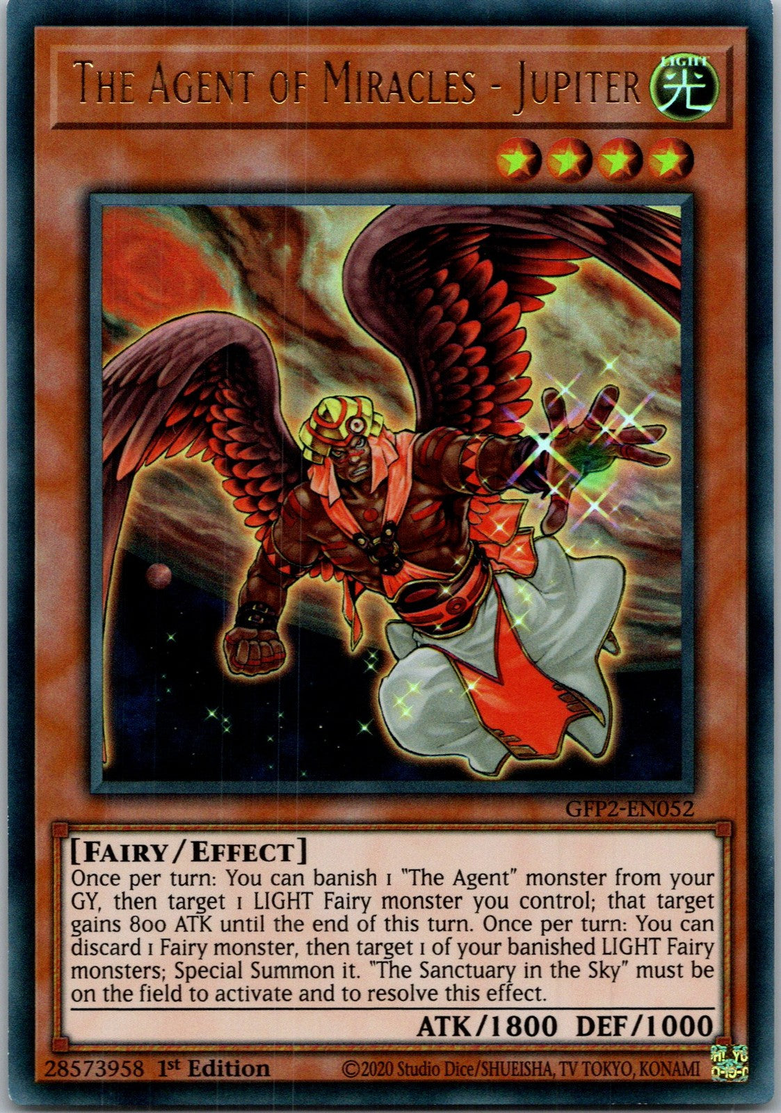 Yugioh The Agent of Miracles - Jupiter GFP2-EN052 1st Edition Ultra Rare NM