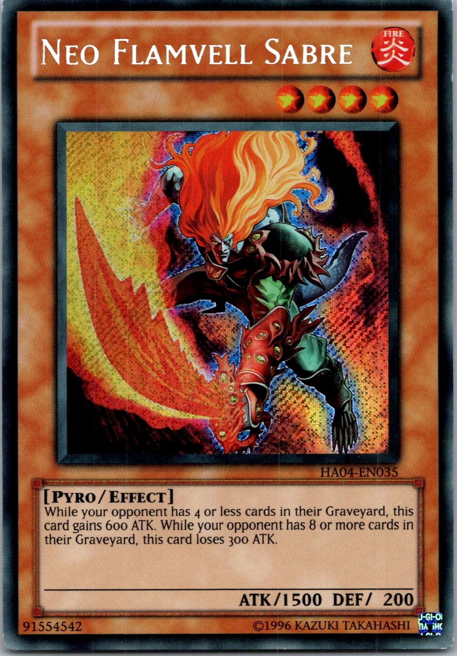Yugioh Neo Flamvell Sabre HA04-EN035 Secret Rare NM