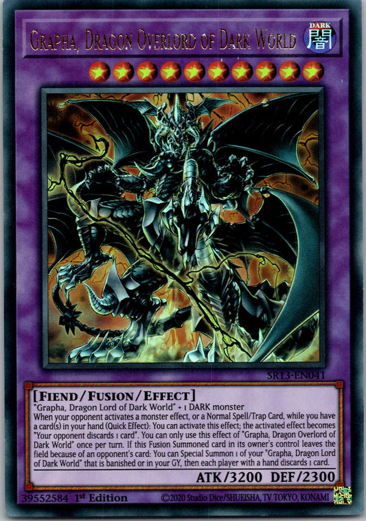 Yugioh Grapha, Dragon Overlord of Dark World SR13-EN041 1st Ed Ultra Rare NM