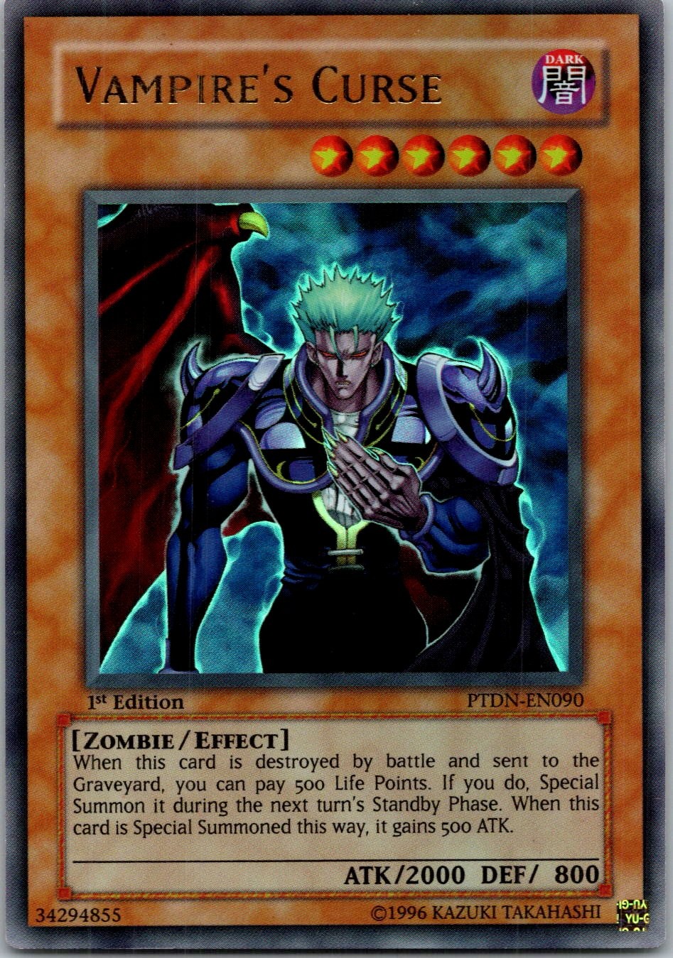 Yugioh Vampire's Curse PTDN-EN090 1st Edition Ultra Rare NM