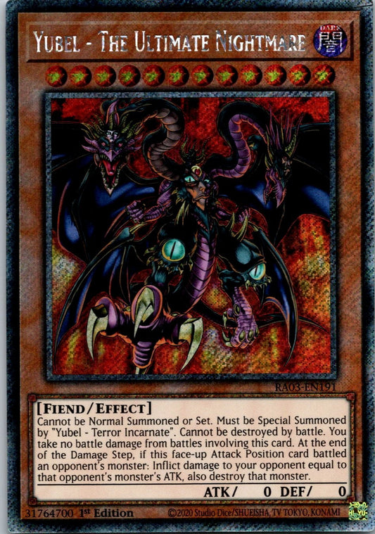 Yugioh Yubel - The Ultimate Nightmare RA03-EN191 1st Edition Platinum Secret NM