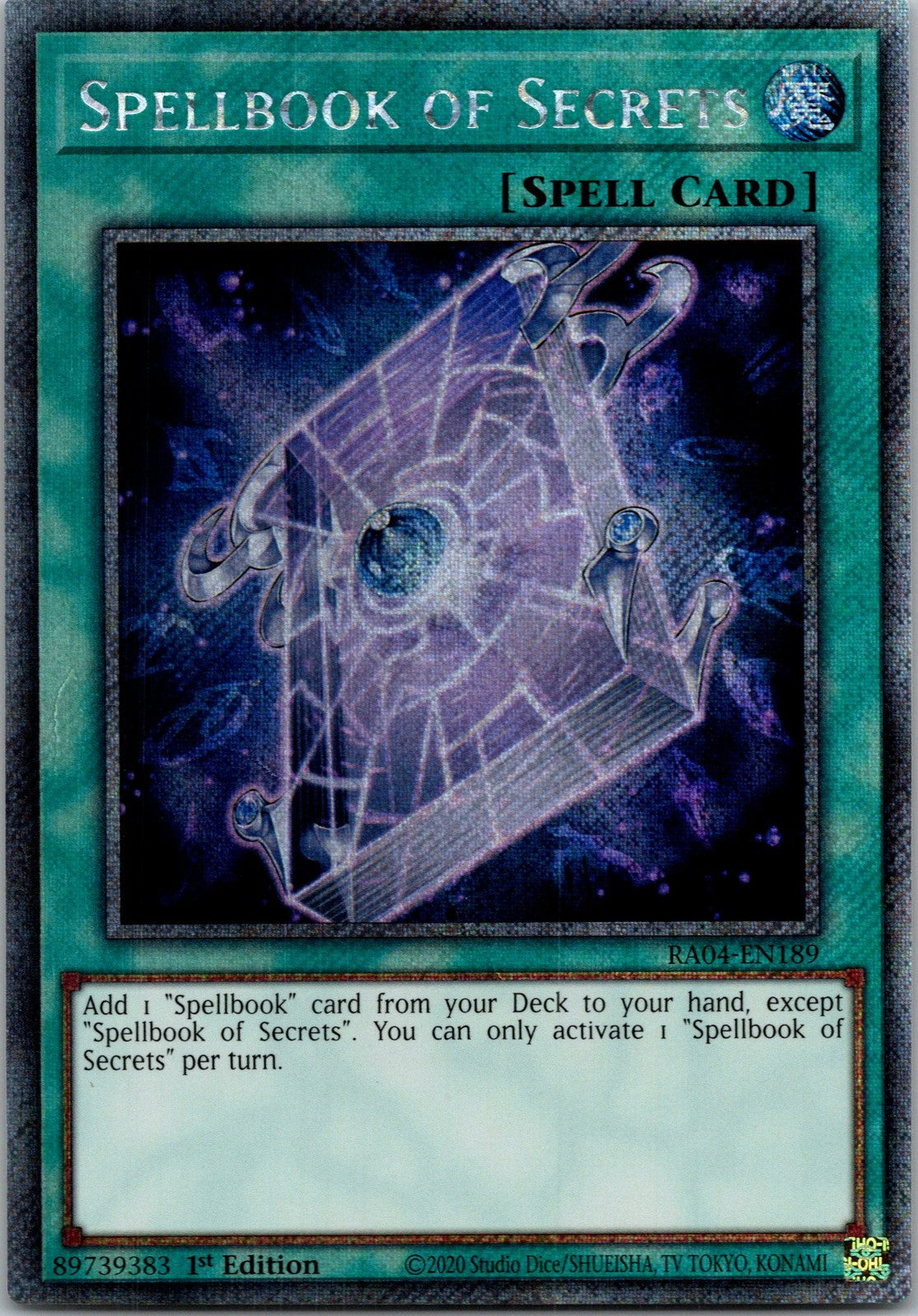 Yugioh Spellbook of Secrets RA04-EN189 1st Edition Platinum Secret Rare NM
