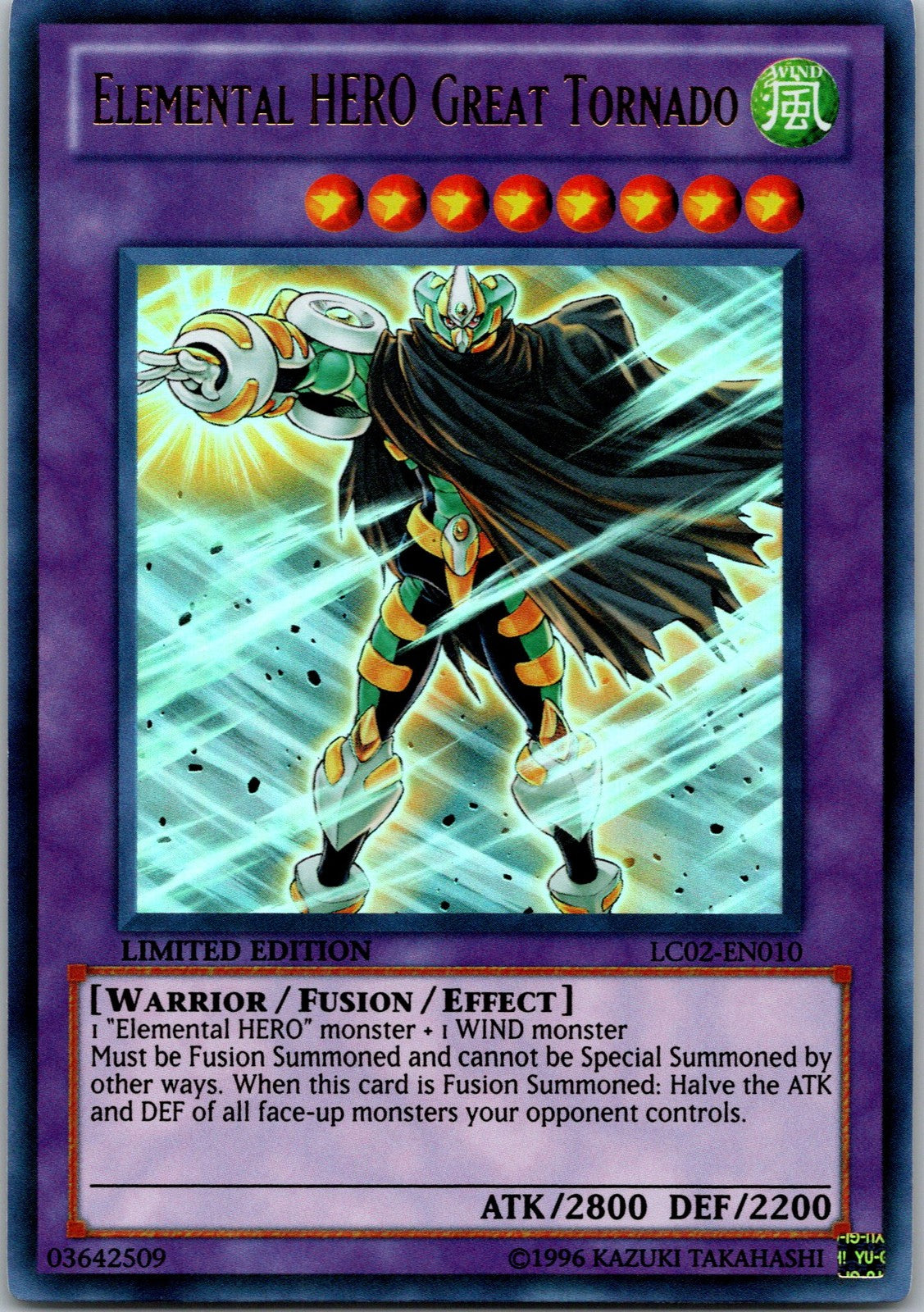 Yugioh Elemental HERO Great Tornado LC02-EN010 Limited Edition Ultra Rare NM