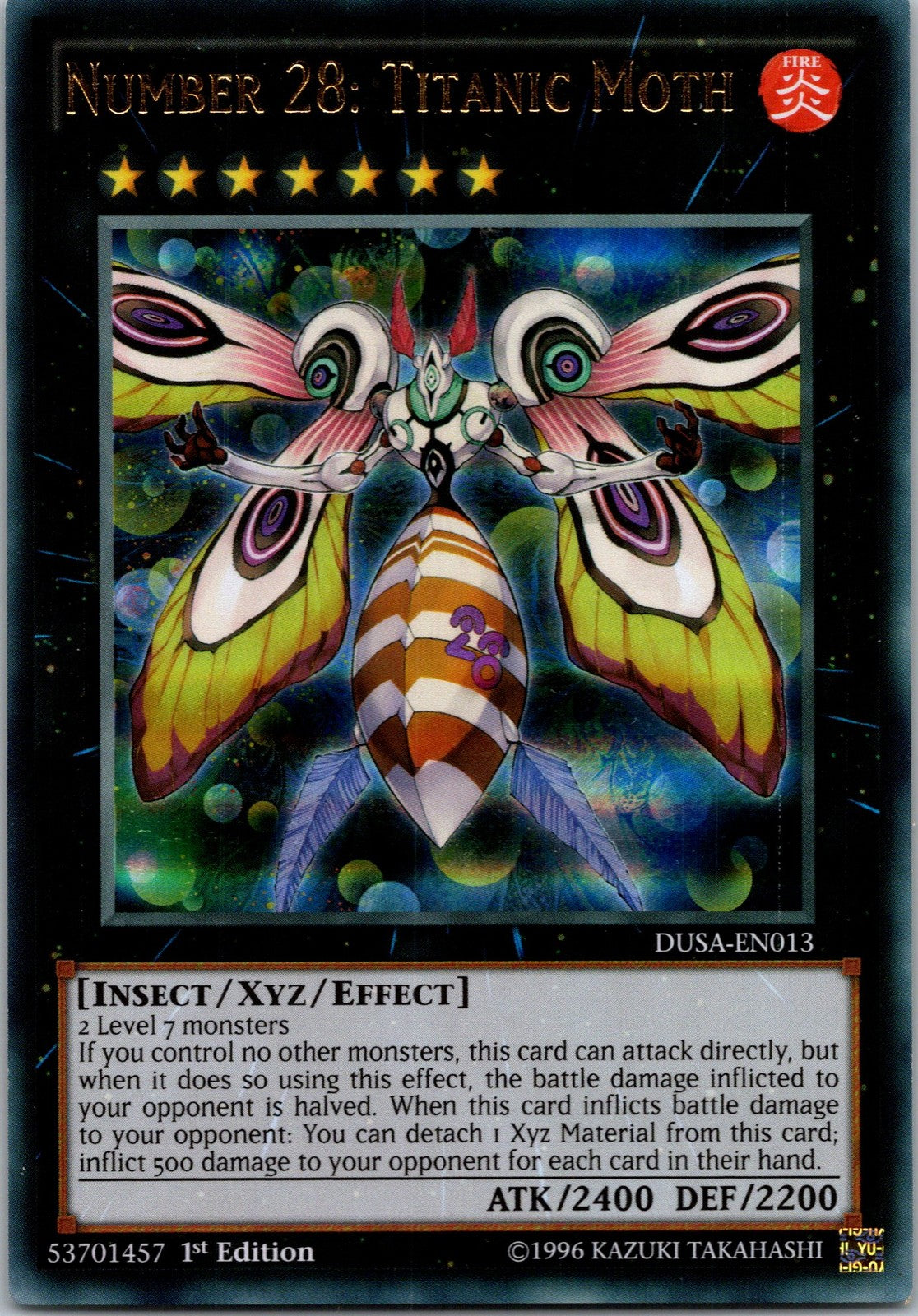 Yugioh Number 28: Titanic Moth DUSA-EN013 1st Edition Ultra Rare NM