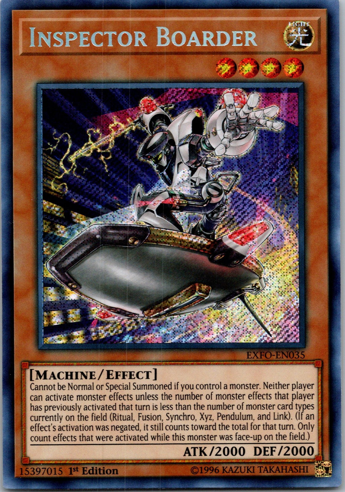 Yugioh Inspector Boarder EXFO-EN035 1st Edition Secret Rare NM
