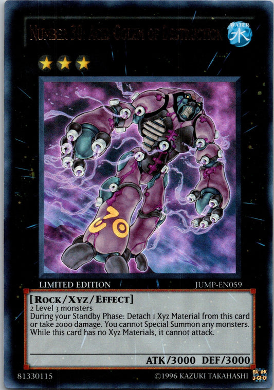 Yugioh Number 30: Acid Golem of Destruction JUMP-EN059 Limited Ed Ultra NM