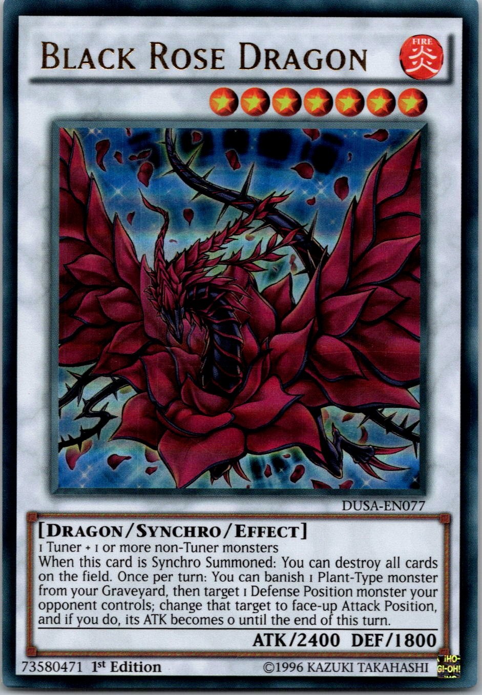 Yugioh Black Rose Dragon DUSA-EN077 1st Edition Ultra Rare NM