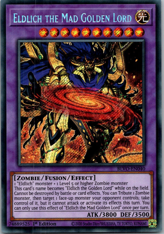 Yugioh Eldlich the Mad Golden Lord BLVO-EN040 1st Edition Secret Rare NM