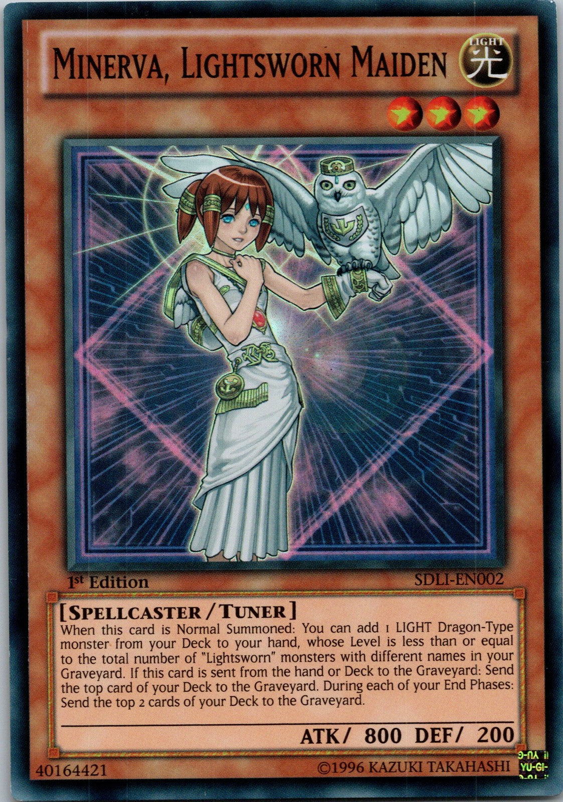 Yugioh Minerva, Lightsworn Maiden SDLI-EN002 1st Edition Super Rare NM