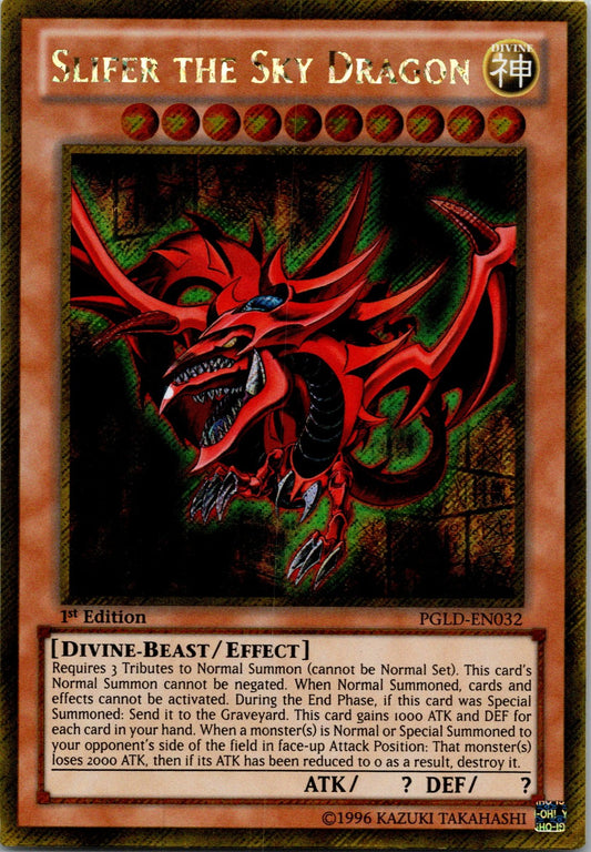 Yugioh Slifer the Sky Dragon PGLD-EN032 1st Edition Gold Secret Rare NM