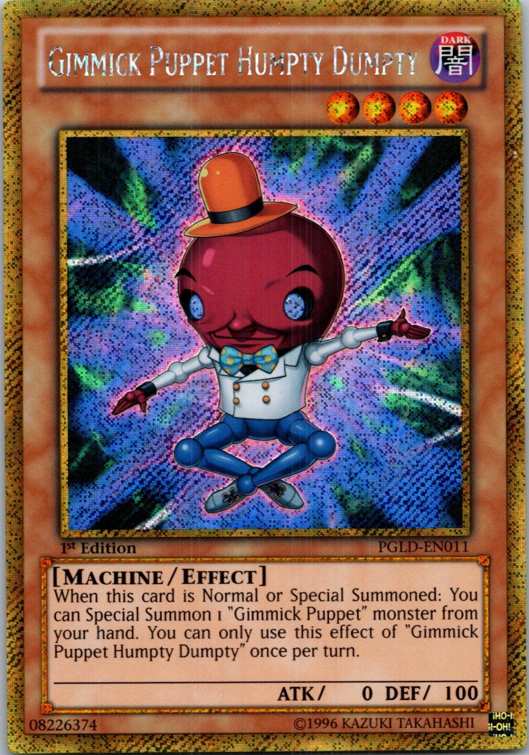 Yugioh Gimmick Puppet Humpty Dumpty PGLD-EN011 1st Edition Gold Secret Rare NM
