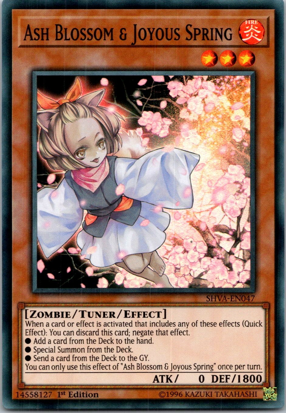 Yugioh Ash Blossom & Joyous Spring SHVA-EN047 1st Edition Super Rare NM