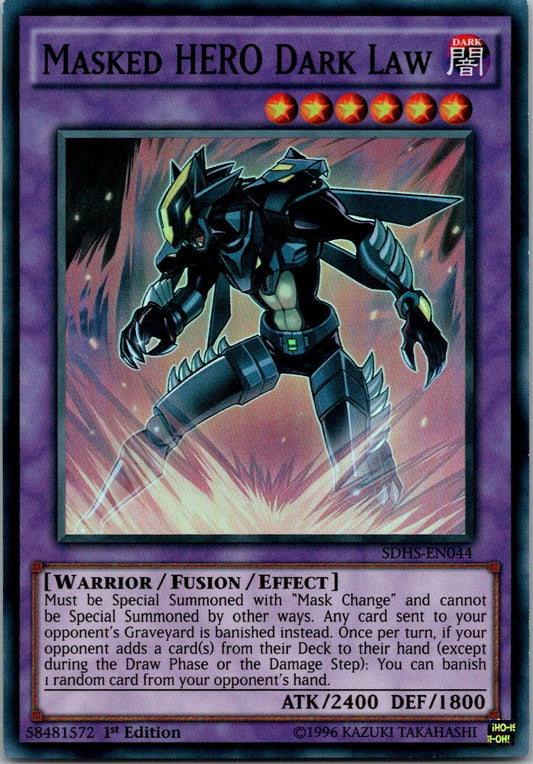 Yugioh Masked HERO Dark Law SDHS-EN044 1st Edition Super Rare NM