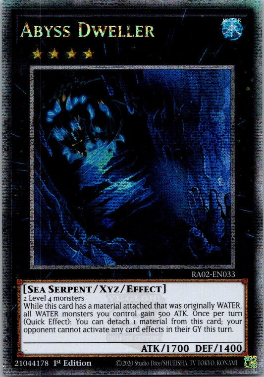 Yugioh Abyss Dweller RA02-EN033 1st Edition Quarter Century Secret Rare NM