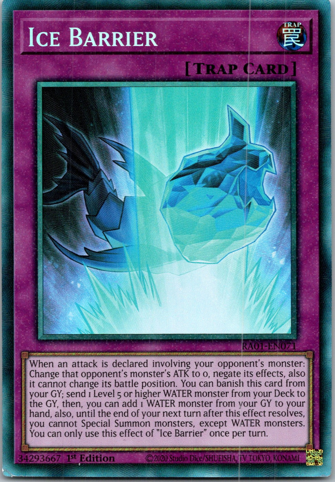 Yugioh Ice Barrier (PCR) RA01-EN071 1st Edition Prismatic Collector's Rare NM