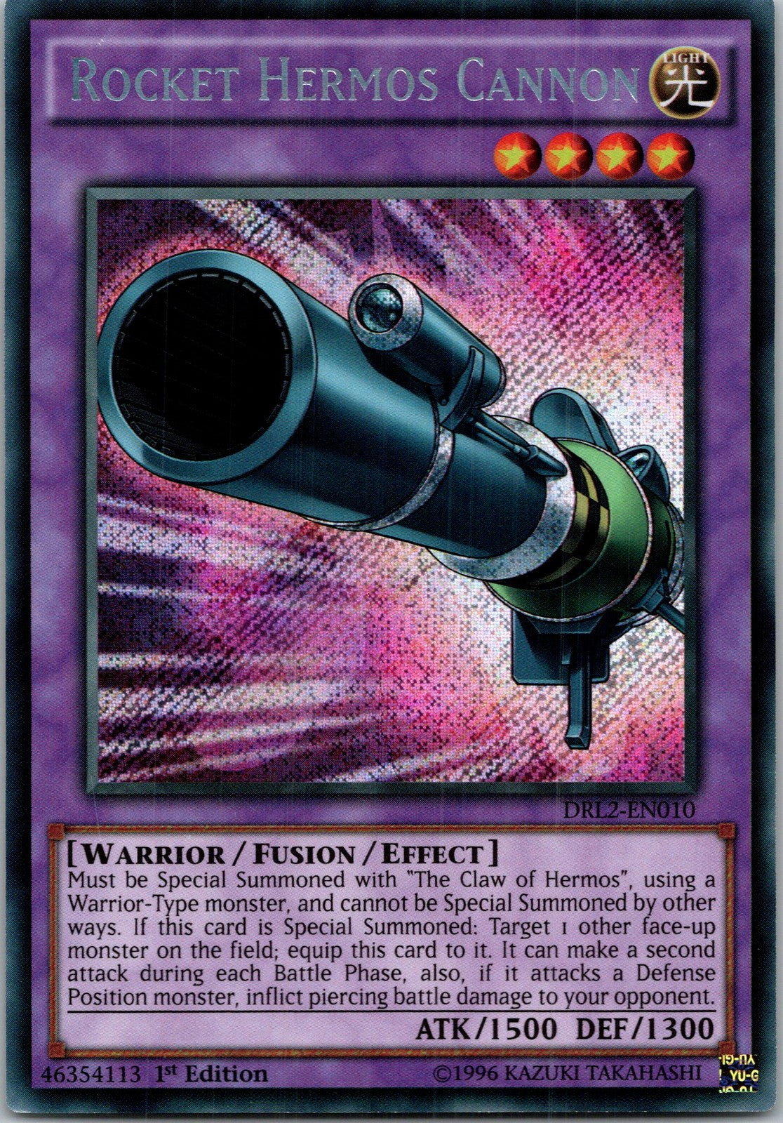 Yugioh Rocket Hermos Cannon DRL2-EN010 1st Edition Secret Rare NM