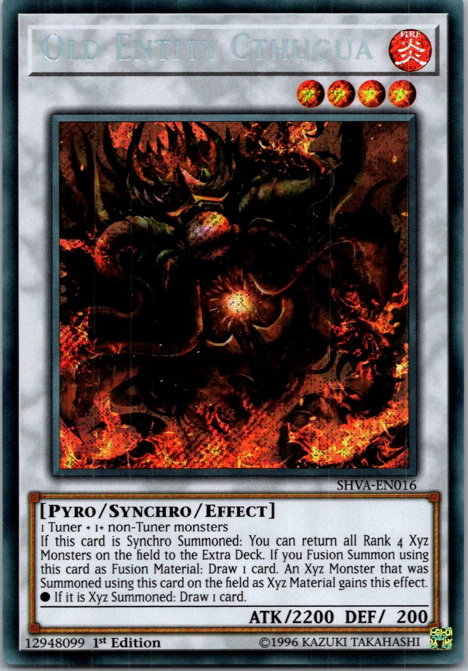 Yugioh Old Entity Cthugua SHVA-EN016 1st Edition Secret Rare NM