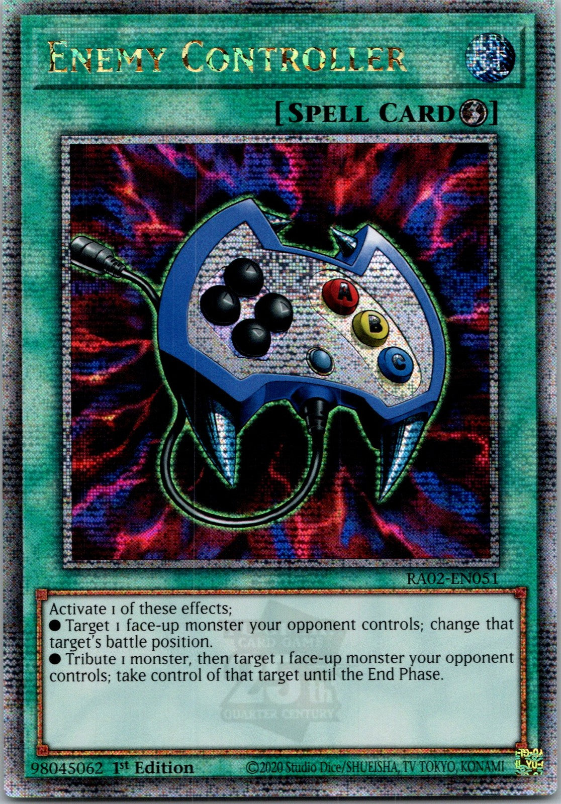 Yugioh Enemy Controller RA02-EN051 1st Edition Quarter Century Secret Rare NM