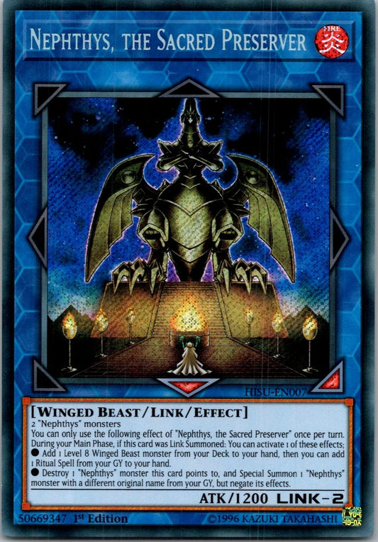 Yugioh Nephthys, the Sacred Preserver HISU-EN007 1st Edition Secret Rare NM