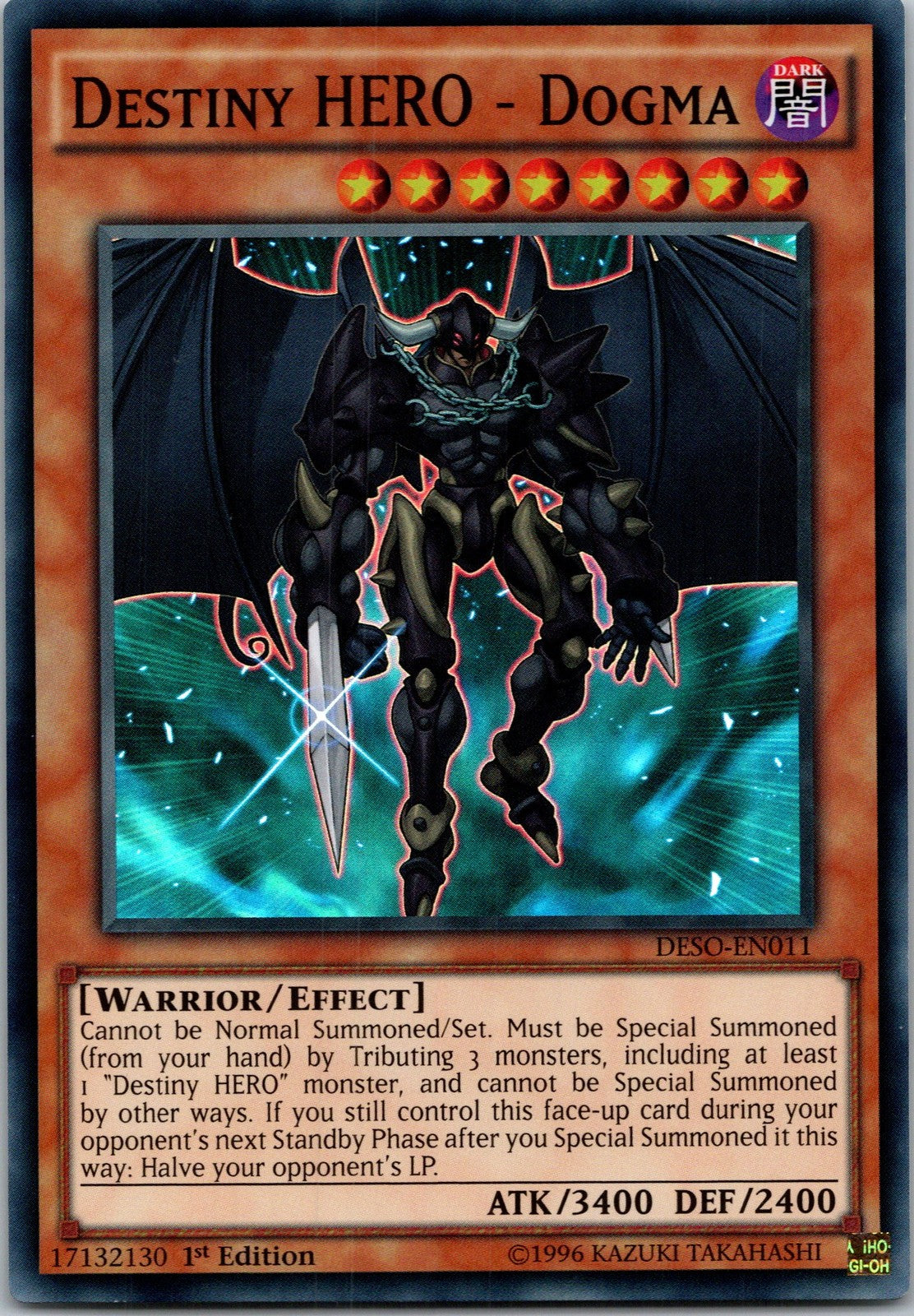 Yugioh Destiny HERO - Dogma DESO-EN011 1st Edition Super Rare NM