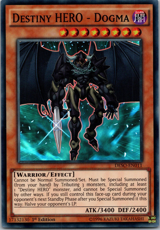 Yugioh Destiny HERO - Dogma DESO-EN011 1st Edition Super Rare NM