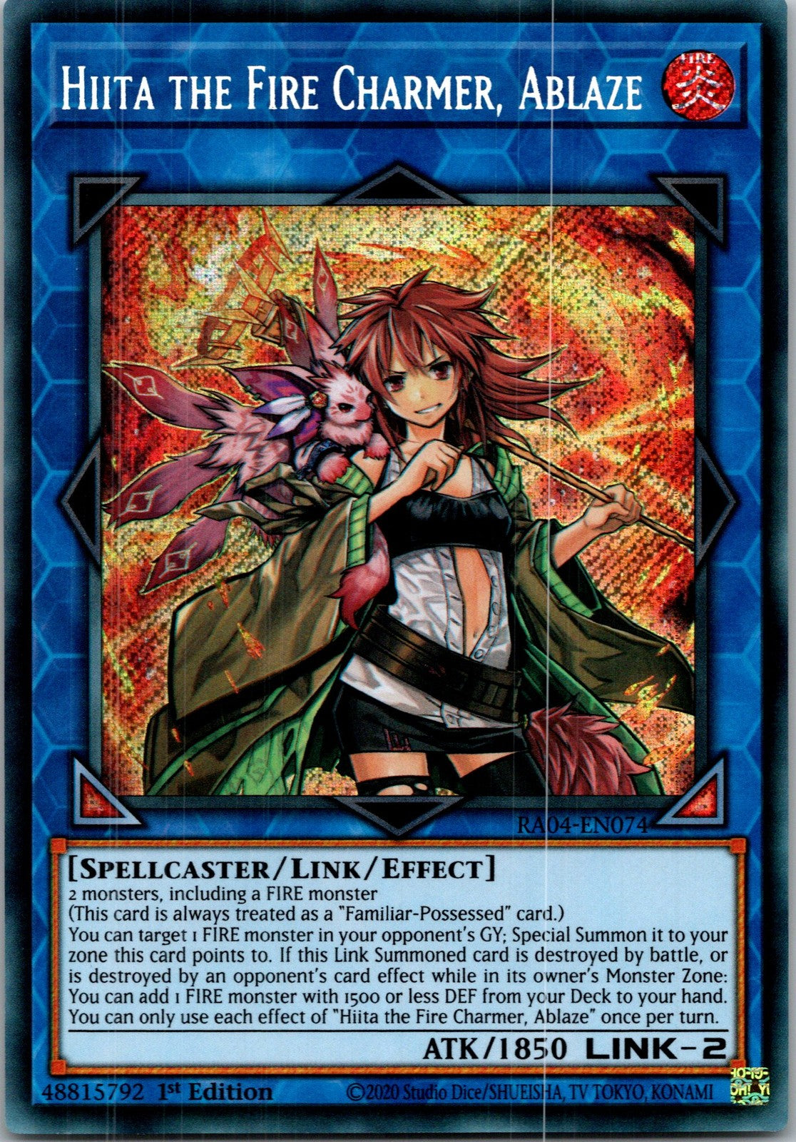 Yugioh Hiita the Fire Charmer, Ablaze RA04-EN074 1st Edition Secret Rare NM