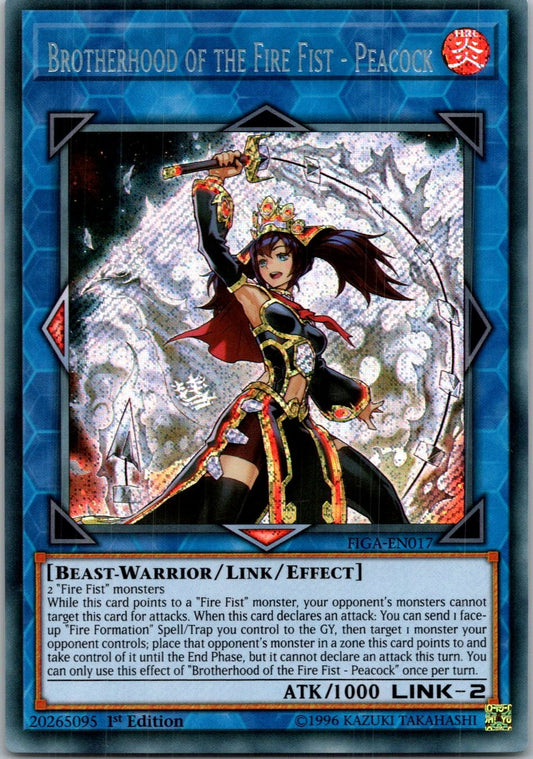 Yugioh Brotherhood of the Fire Fist - Peacock FIGA-EN017 1st Edition Secret NM