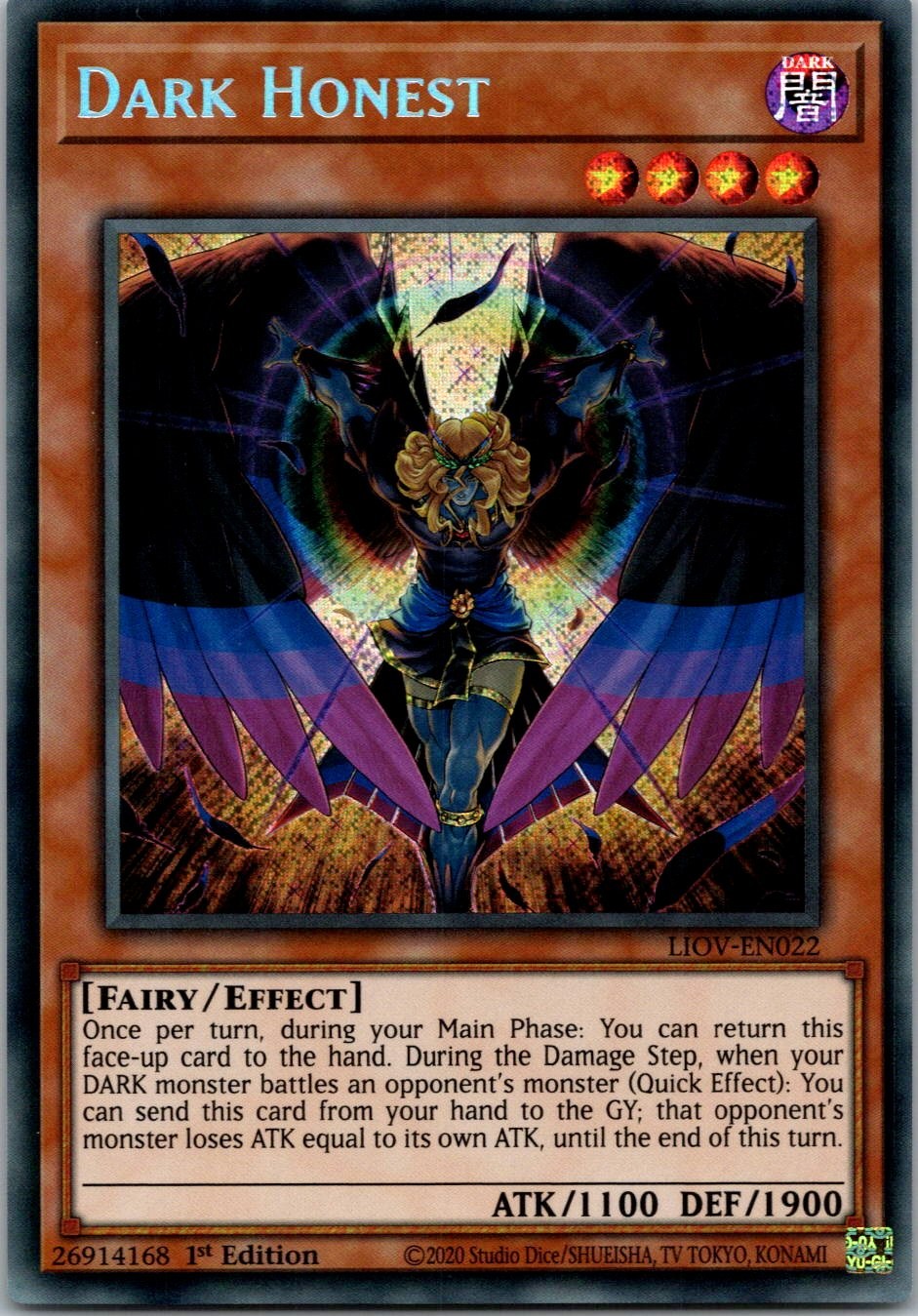Yugioh Dark Honest LIOV-EN022 1st Edition Secret Rare NM