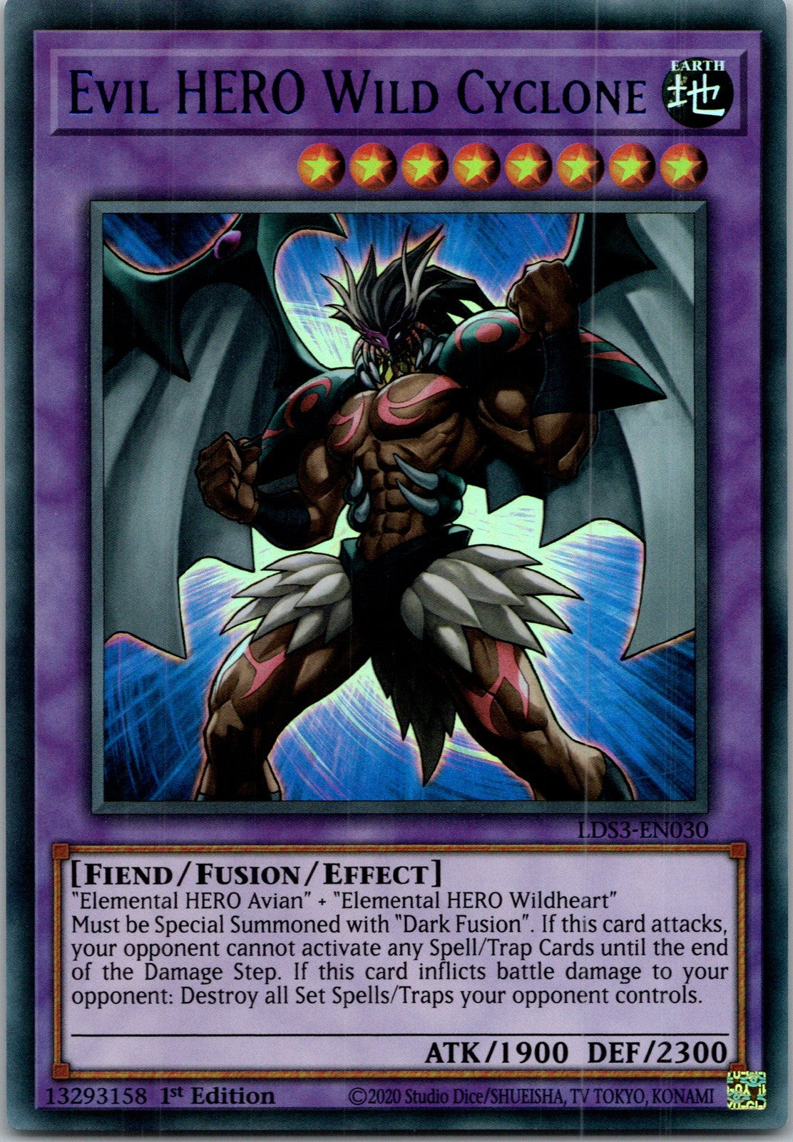 Yugioh Evil HERO Wild Cyclone LDS3-EN030 1st Edition Ultra Rare NM