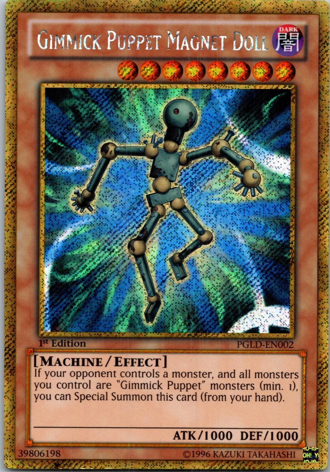Yugioh Gimmick Puppet Magnet Doll PGLD-EN002 1st Edition Gold Secret Rare NM