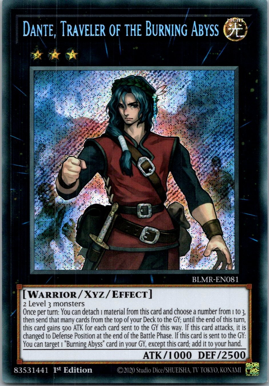 Yugioh Dante, Traveler of the Burning Abyss BLMR-EN081 1st Edition Secret NM