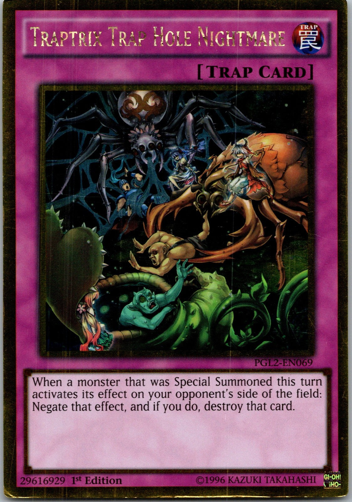 Yugioh Traptrix Trap Hole Nightmare PGL2-EN069 1st Edition Gold Rare NM