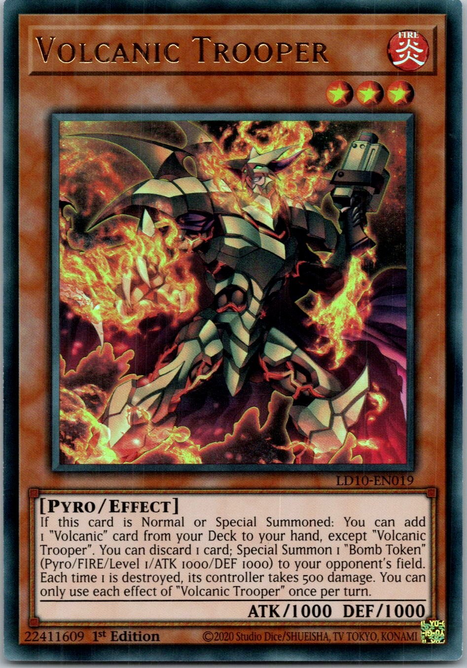 Yugioh Volcanic Trooper LD10-EN019 1st Edition Ultra Rare NM