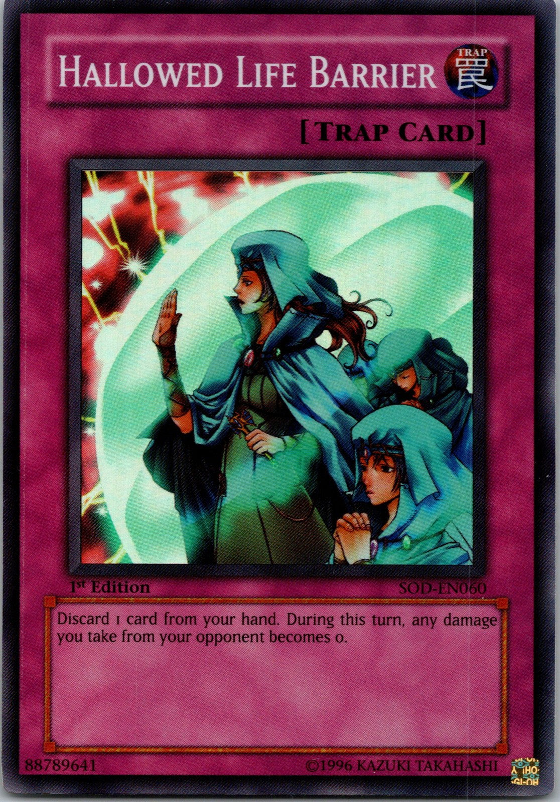 Yugioh Hallowed Life Barrier SOD-EN060 1st Edition Super Rare NM