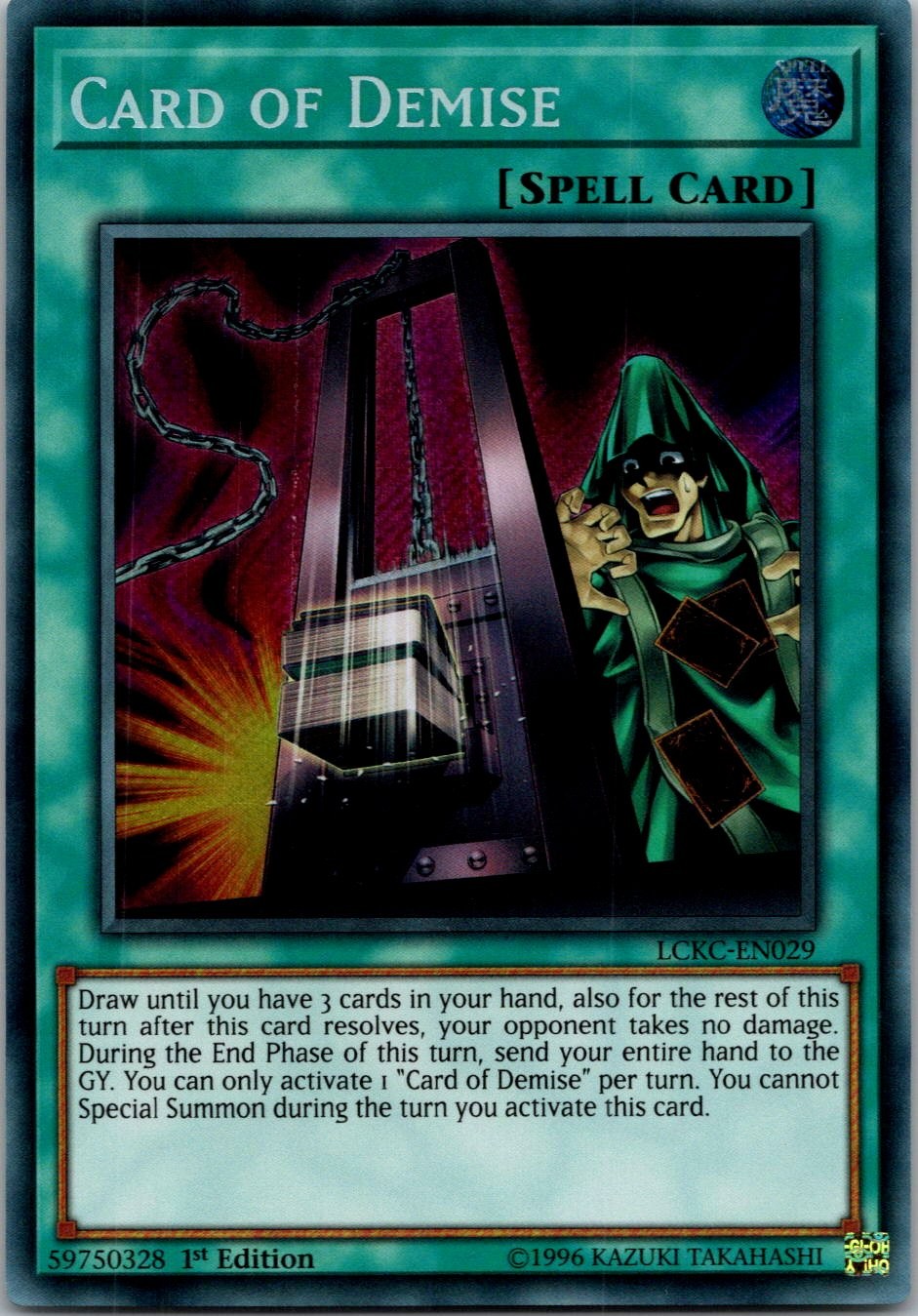 Yugioh Card of Demise LCKC-EN029 1st Edition Secret Rare NM