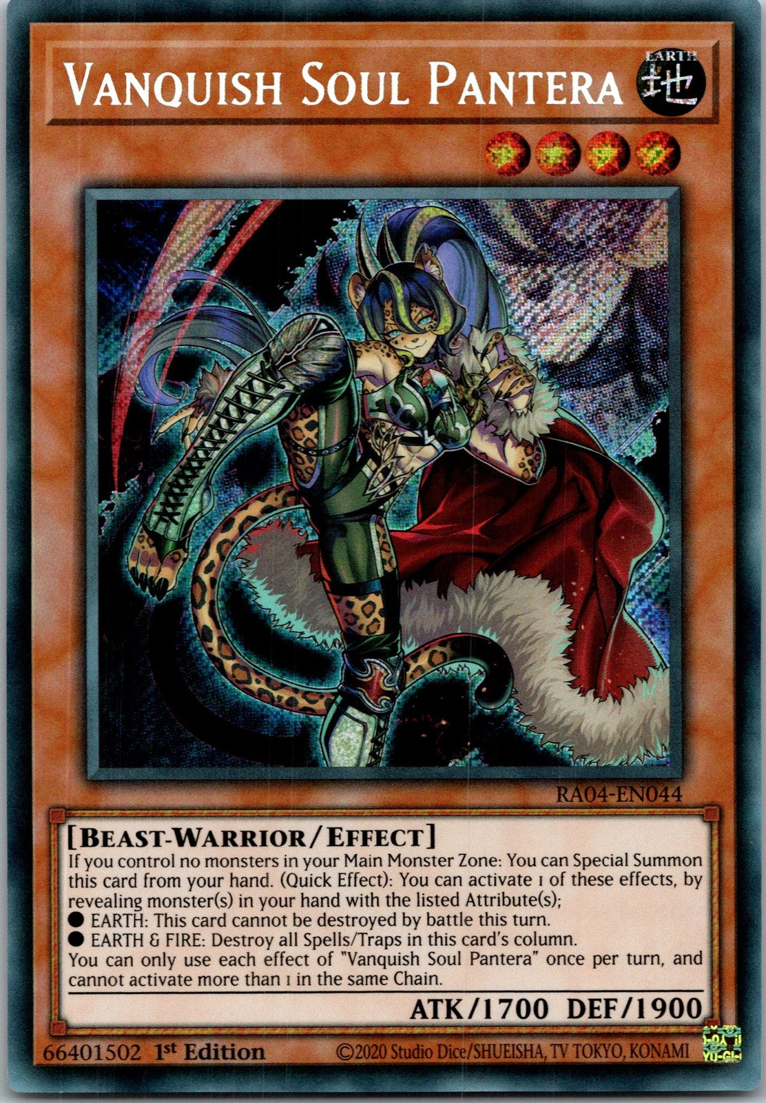 Yugioh Vanquish Soul Pantera (Secret Rare) RA04-EN044 1st Edition Secret Rare NM