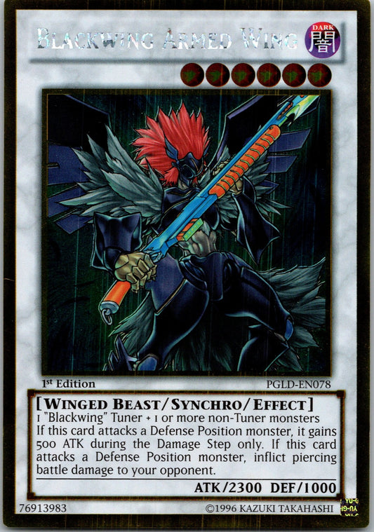 Yugioh Blackwing Armed Wing PGLD-EN078 1st Edition Gold Rare NM