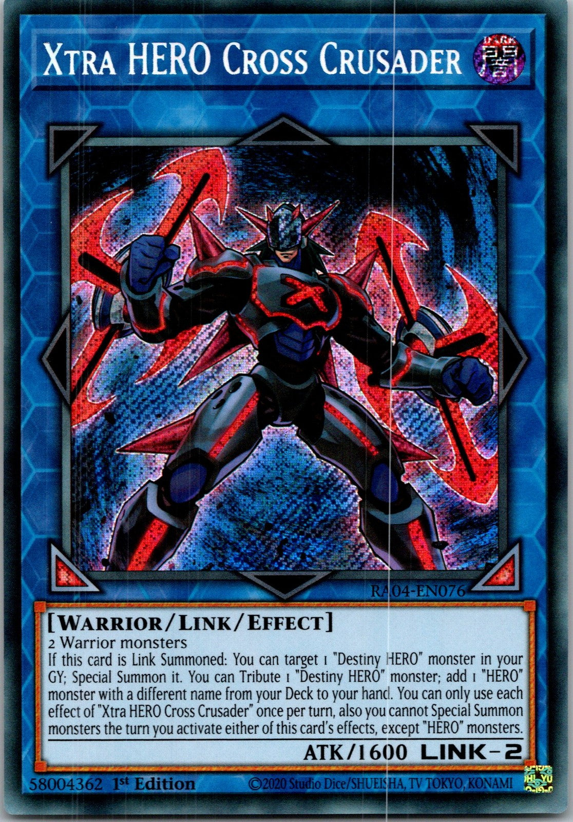 Yugioh Xtra HERO Cross Crusader RA04-EN076 1st Edition Secret Rare NM
