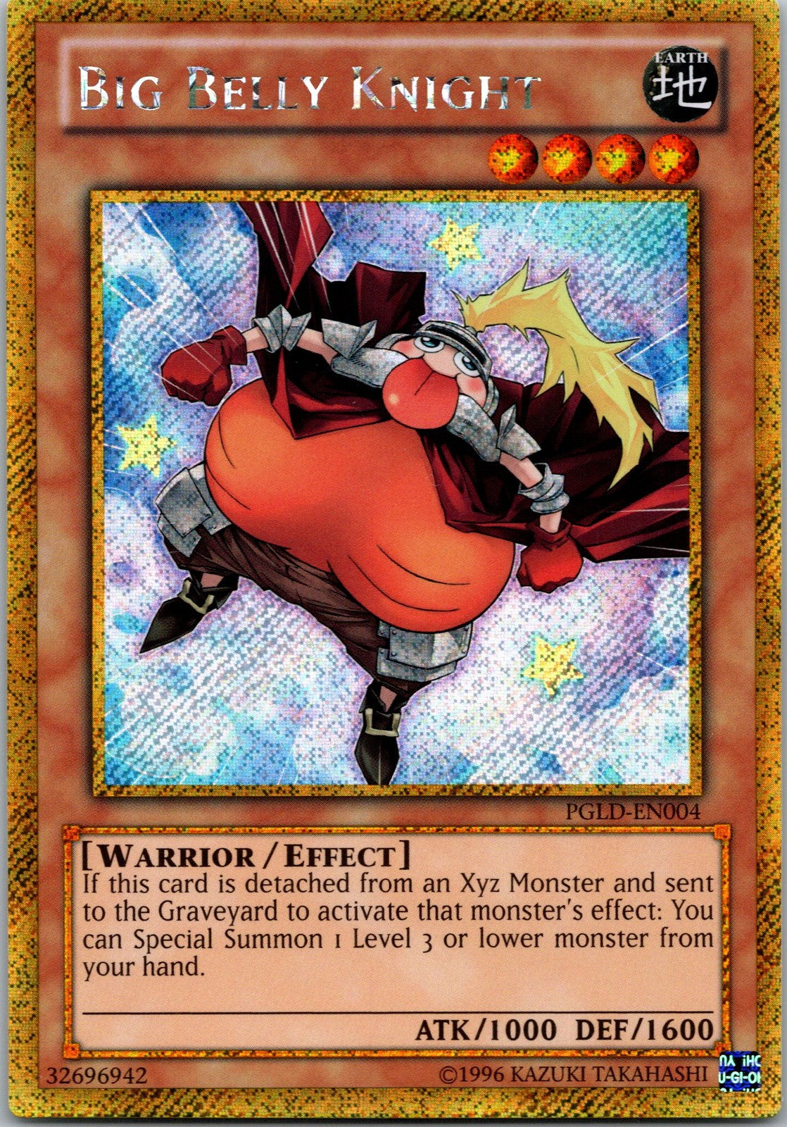 Yugioh Big Belly Knight PGLD-EN004 Gold Secret Rare NM