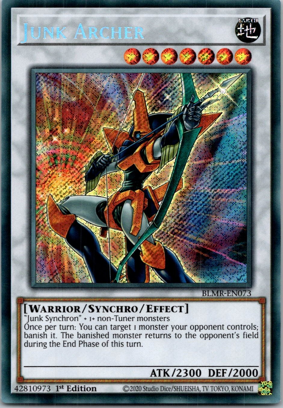 Yugioh Junk Archer BLMR-EN073 1st Edition Secret Rare NM