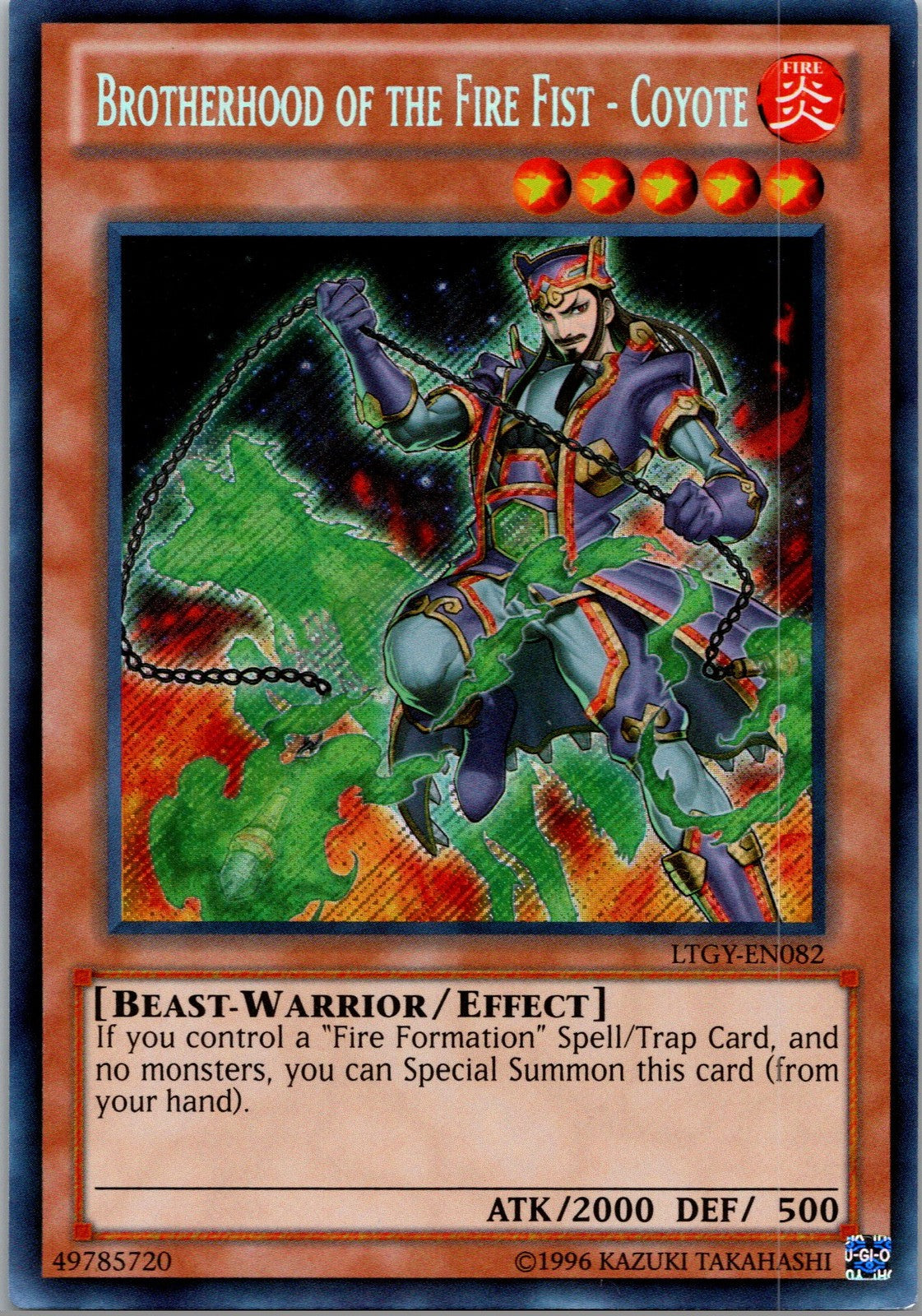 Yugioh Brotherhood of the Fire Fist - Coyote LTGY-EN082 Secret Rare NM