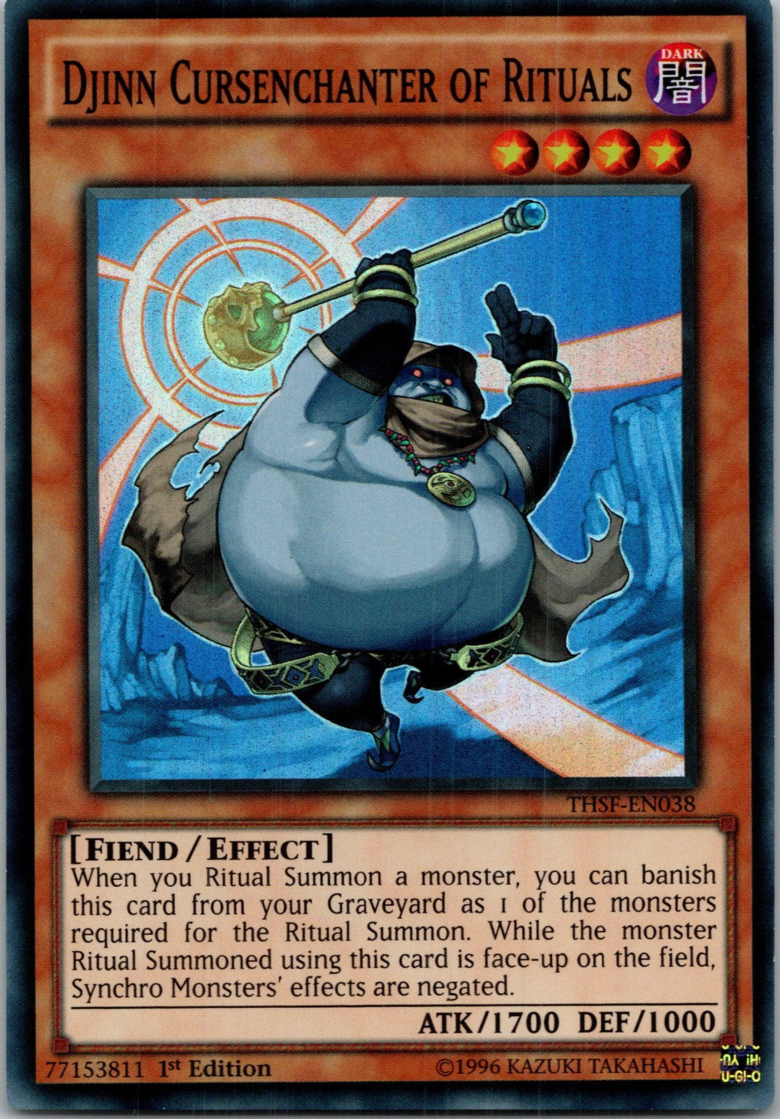 Yugioh Djinn Cursenchanter of Rituals THSF-EN038 1st Edition Super Rare NM