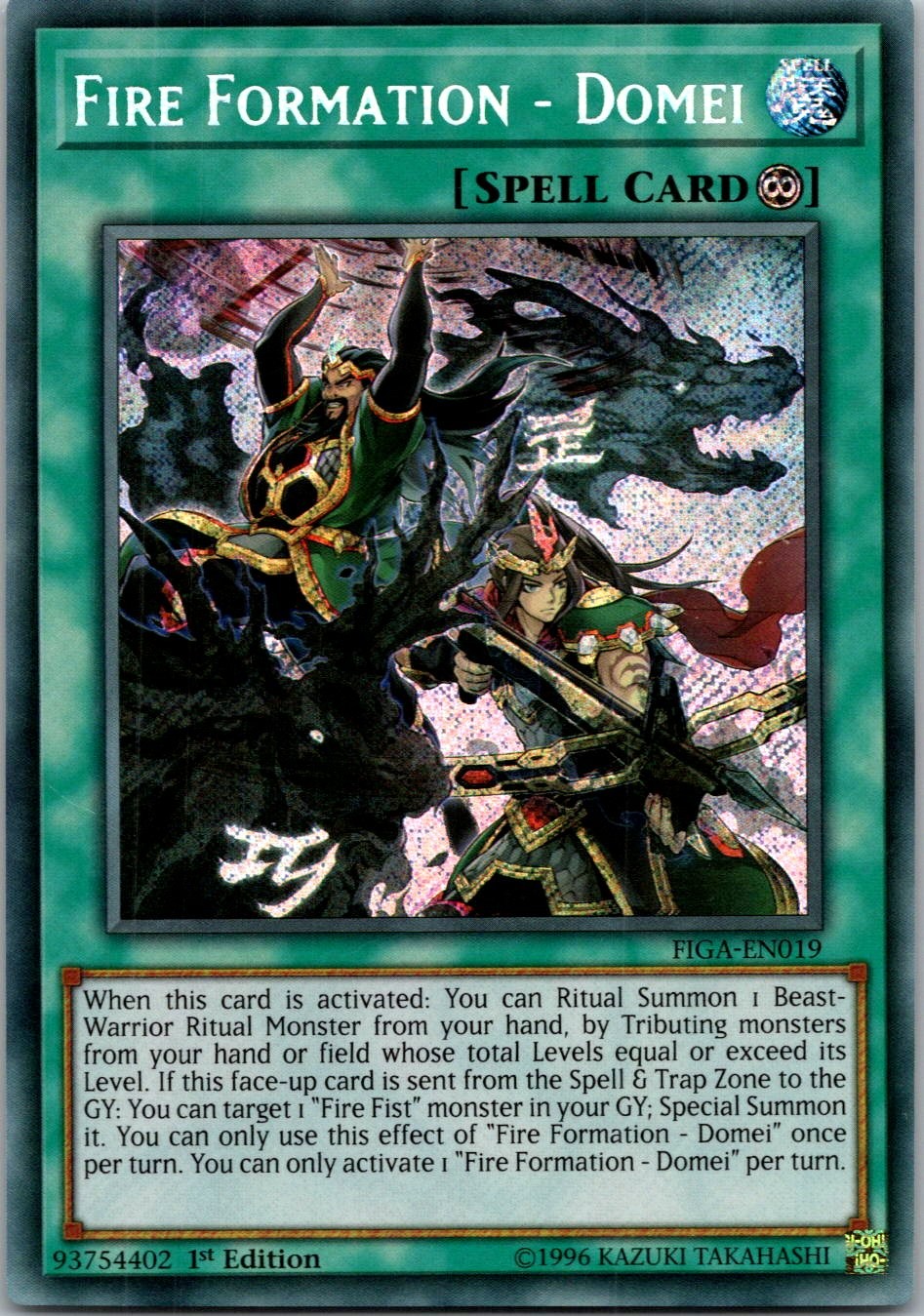 Yugioh Fire Formation - Domei FIGA-EN019 1st Edition Secret Rare NM