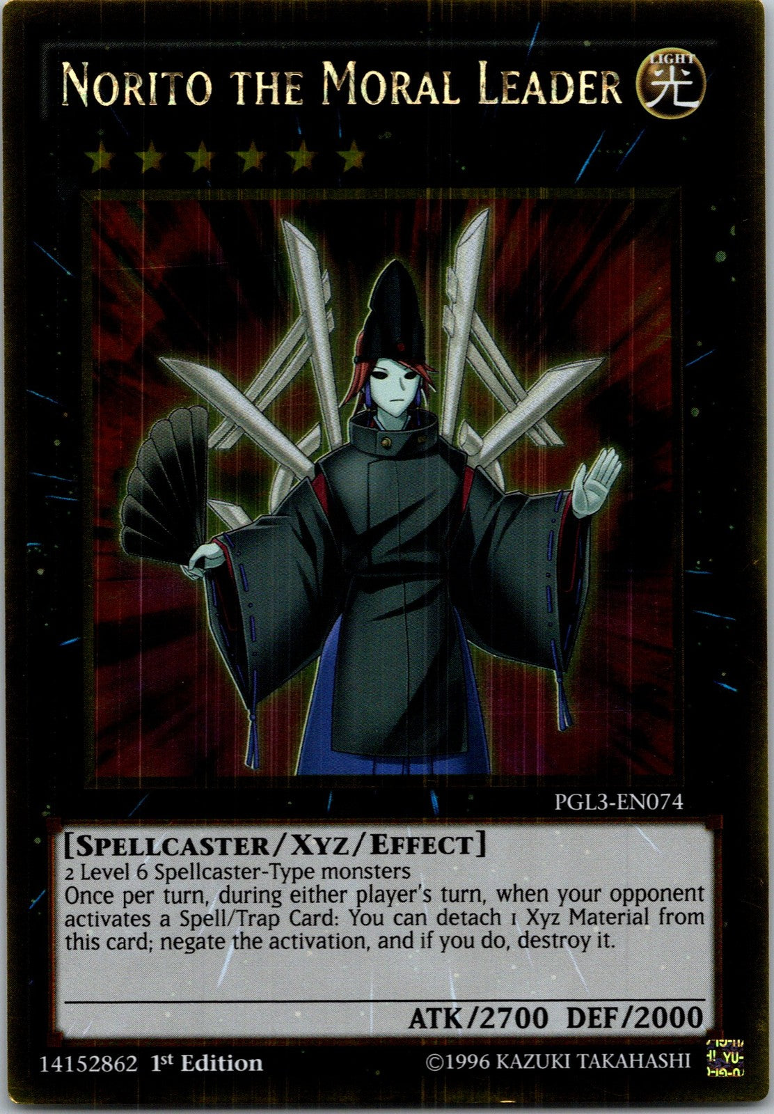 Yugioh Norito the Moral Leader PGL3-EN074 1st Edition Gold Rare NM