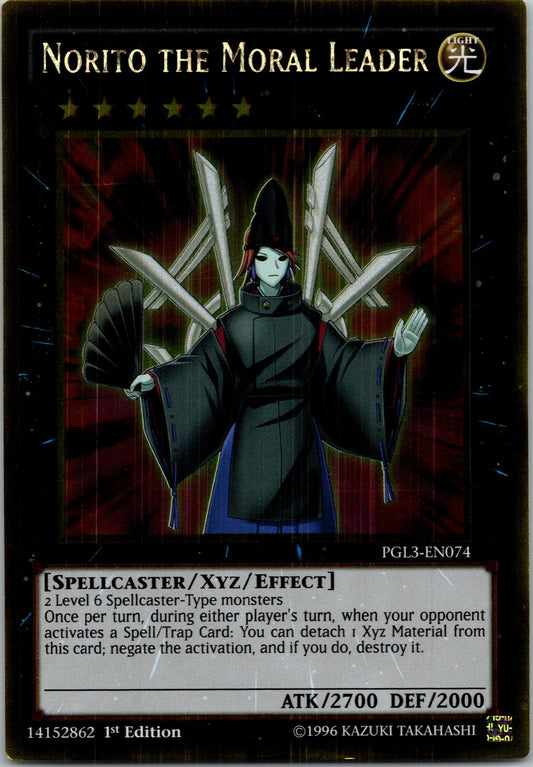 Yugioh Norito the Moral Leader PGL3-EN074 1st Edition Gold Rare NM
