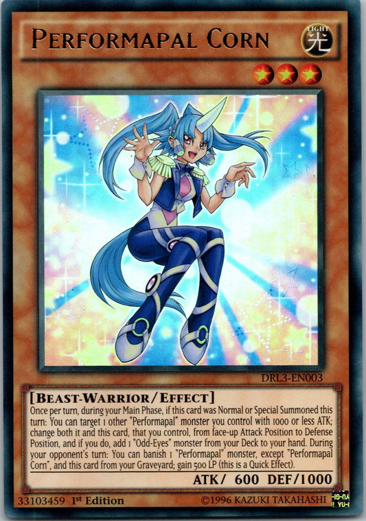Yugioh Performapal Corn DRL3-EN003 1st Edition Ultra Rare NM